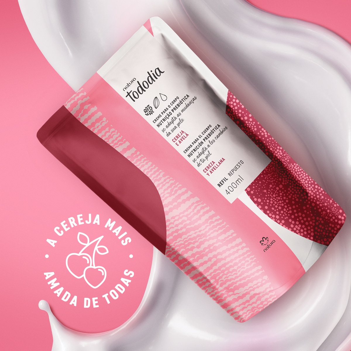 Creme Desodorante Nutritivo para o Corpo Tododia Cereja e Avelã Refil - Imagem 2