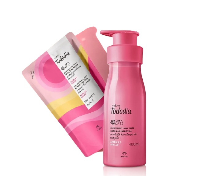 Kit Creme Desodorante Nutritivo para o Corpo Tododia Acerola e Hibisco + Refil